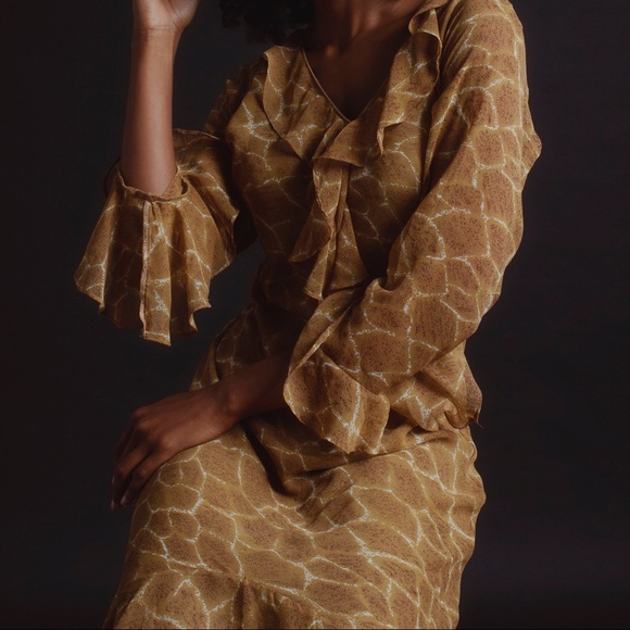 Vintage Mustard Ruffle Desert Dress - Picture 3 of 4